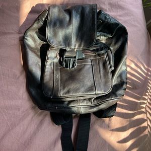 Genuine leather brown backpack